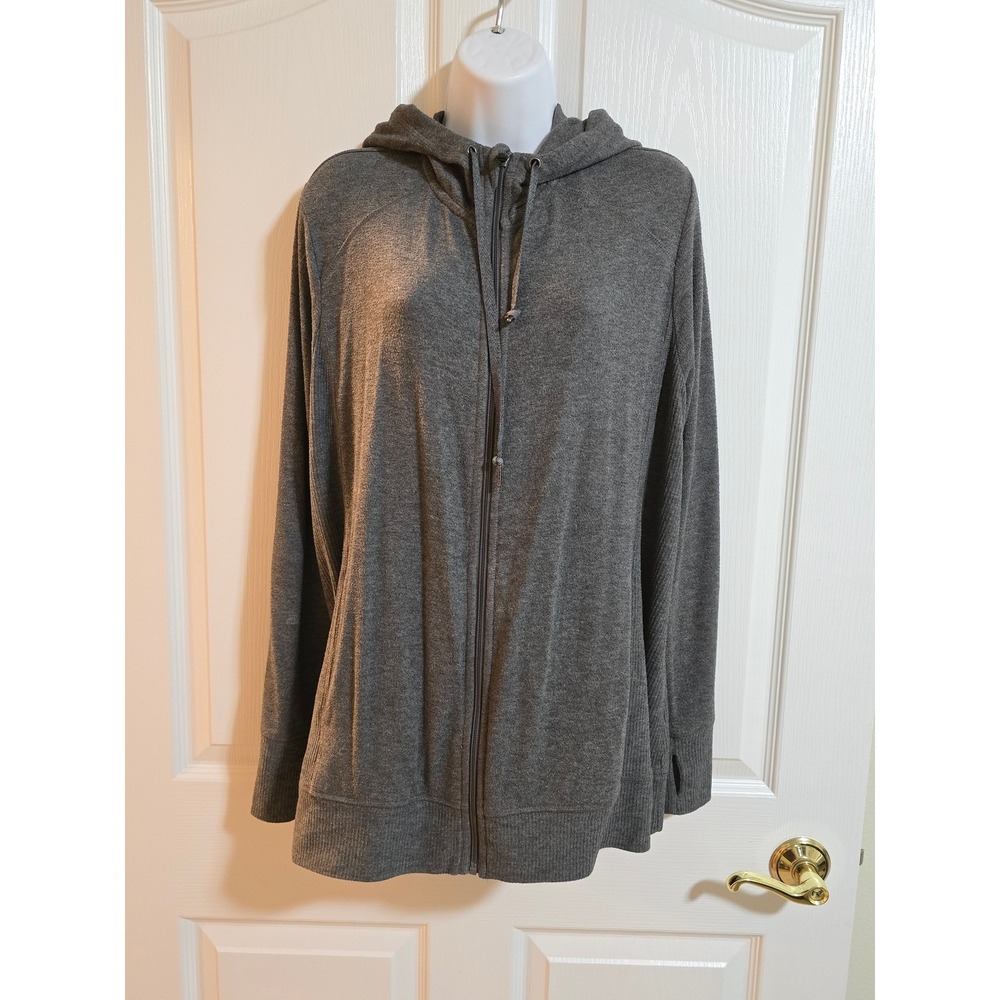 Ideology Woman Grey‎ Full Zip Hooded Jacket Athletic Athleisure Size 2X /0234